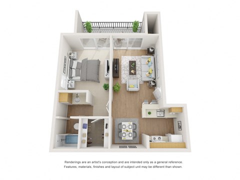 1 Bedroom 1 Bathroom Floor Plan at Ascent on Peoria, Phoenix, 85029